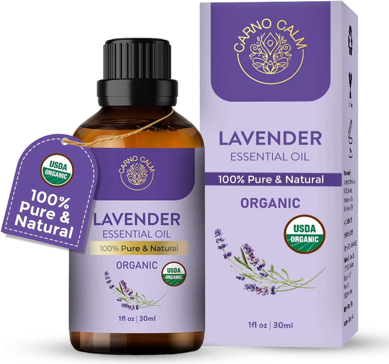 Organic Lavender Essential Oil 30ml | 100% Pure & Natural Lavender Oil for Diffuser, Aromatherapy, Skin, Sleep & More – 1 fl oz