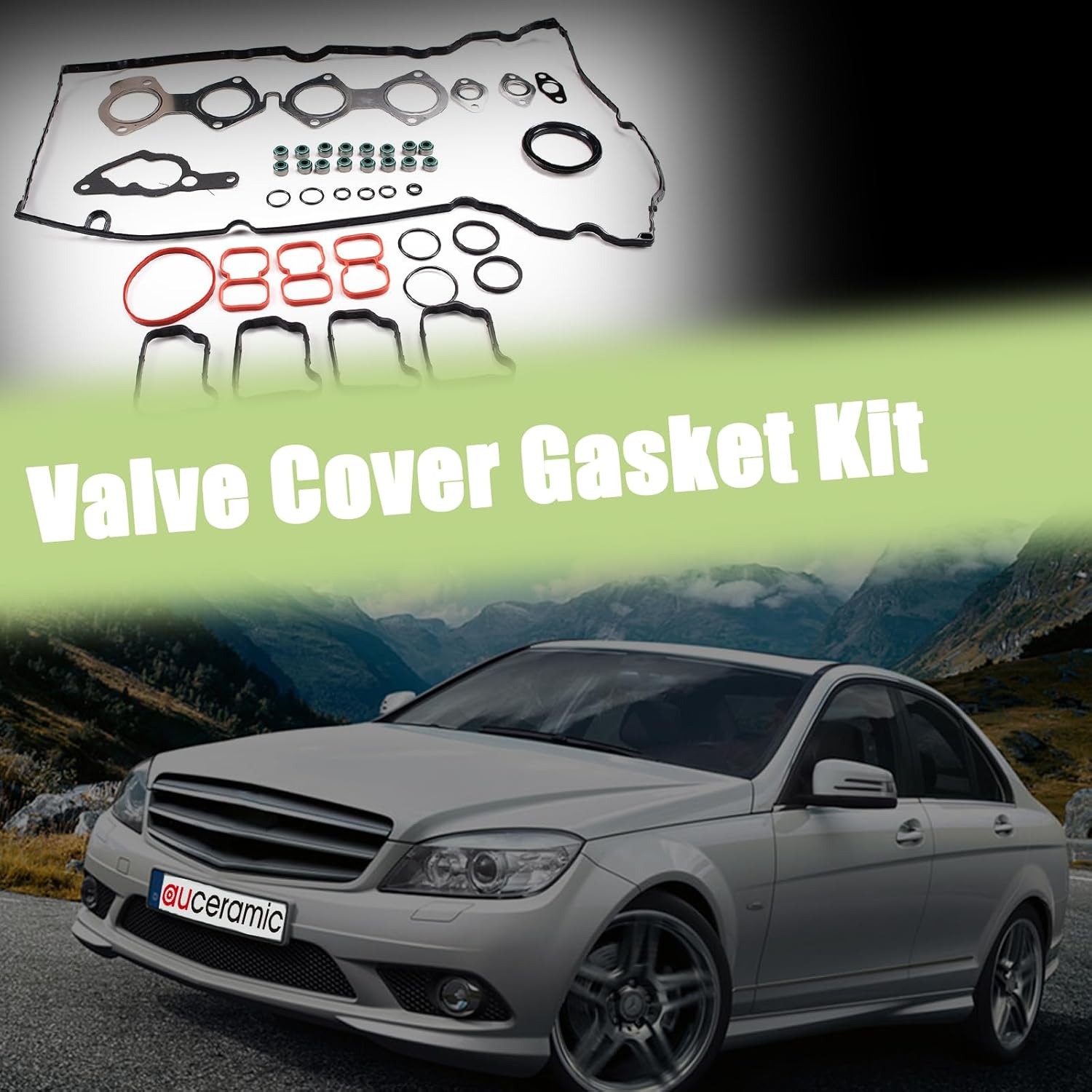 AUCERAMIC Valve Cover Gasket Kit Fit for Mercedes Benz 2011 2012 2013 2014 C180 C200 C250 E200 E250 1.8L L4 M271 Turbo DOHC 2710960180