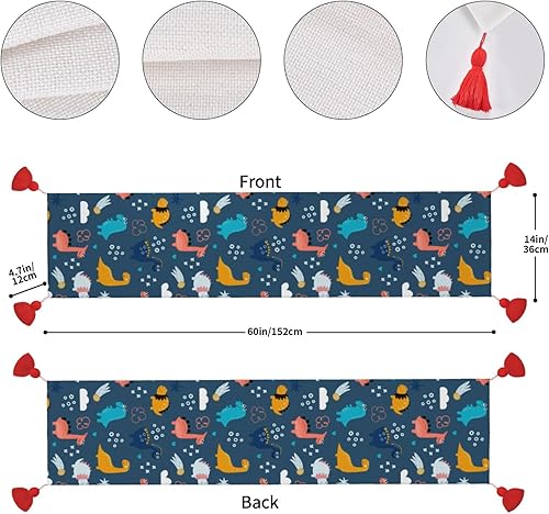 Vista 18 de Christmas Table Runner 60 Inches Long Fall Table Runner for Dining Table Christmas Decorations Coffe Table Runner with Tassels Kitchen & Table