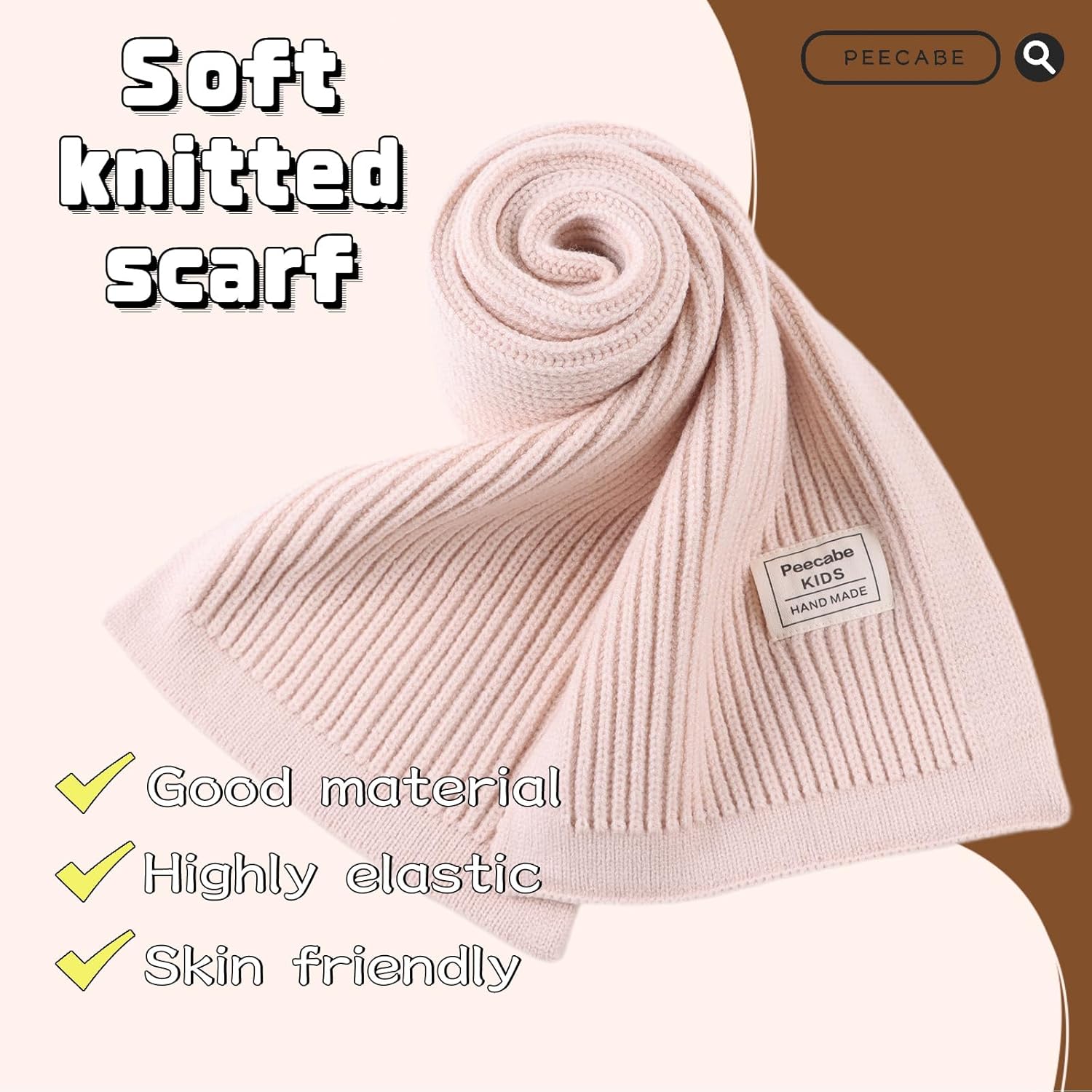 Peecabe Kids Scarf Soft Warm Knit Neck Warmer Winter Classic Scarf for Boys Girls - Image 3