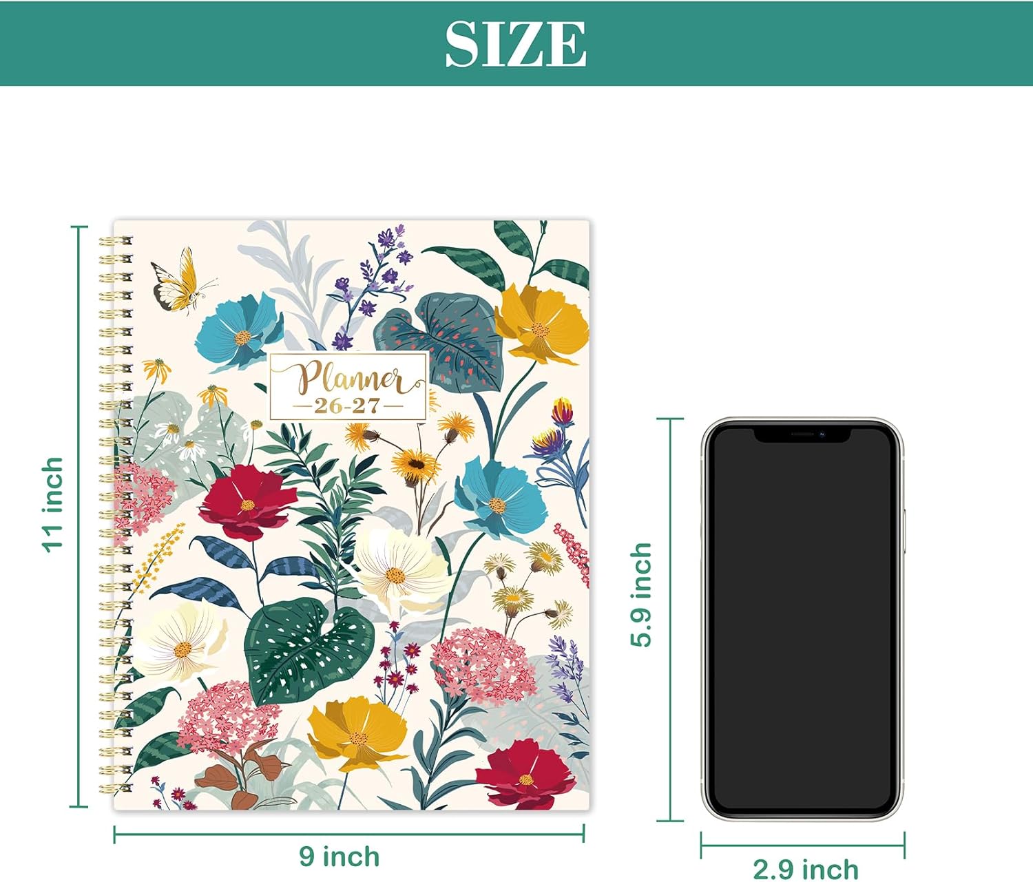 Planner 2026-2027 - Academic Planner 2026-2027, Jul. 2026 - Jun.2027, 9” × 11”, Planner Weekly and Monthly, Premium Paper, Back Pocket, Colorful Tabs, Twin-wire Binding