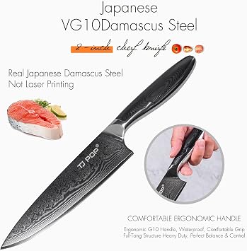 16 x 12 Checkerboard Wood Cutting Board & 8 VG-10 Damascus Chef Knife Set Wood Prep Board with Professional Chef Knife for Everyday Cooking
