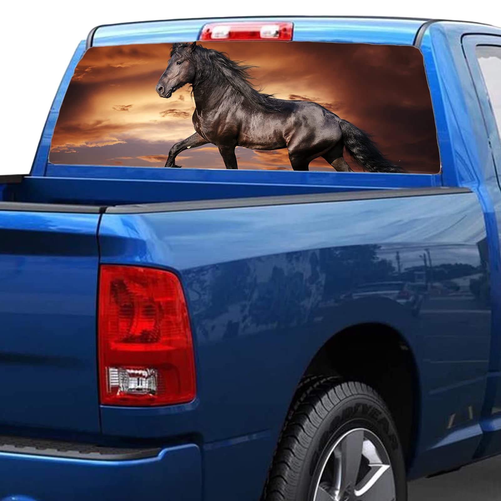 Adesivo in vinile per finestrino posteriore, per camion, cavalli di destriero, decorazione per Halloween, adatta alla maggior parte dei camioncini, SUV, 165 x 55 cm