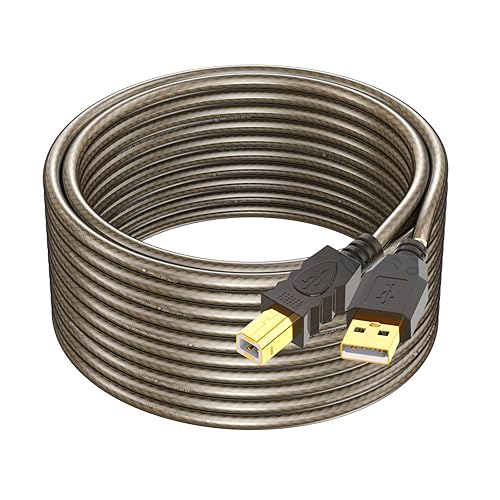 Cable de impresora de 20 pies, USB 2.0 USB A a B, cable de escáner, cable de impresora USB de alta velocidad, cable USB de impresora compatible con