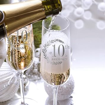 Tom Boy 10th Anniversary Champagne Flutes Gifts, Anniversary Couples Gifts