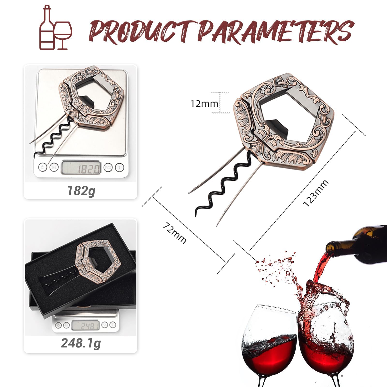 OHAANYY Ah-So Zweizinken-Korkenzieher, 3-in-1 Weinöffner, Bronze | Spangenkorkenzieher aus Edelstahl für edle Raritäten & alte Korken, Federzungen-Flaschenöffner, edles Sommelier-Geschenk