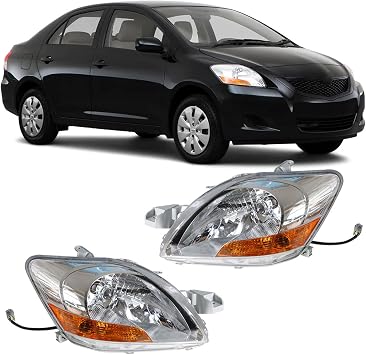 Headlight Assembly Halogen Replacement for Yaris 2007 2008 2009 2010 2011 Left and Right Side Replacement for 8117052740 8113052750 TO2518108 TO2519108