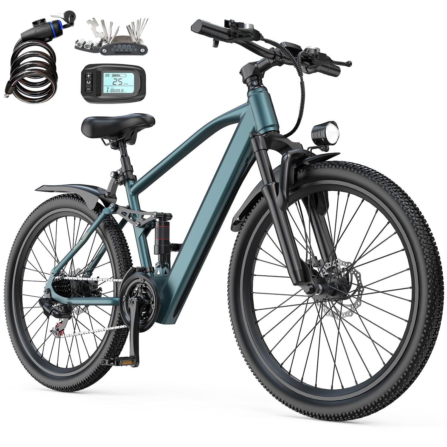 Elegllde E-Bike 26" mit 21-Gang Schaltung 250W Motor 13Ah Akku Höchstgeschwindigkeit 25km/h Hochkohlenstoffstahlrahmen LCD Display City Elektrofahrrad