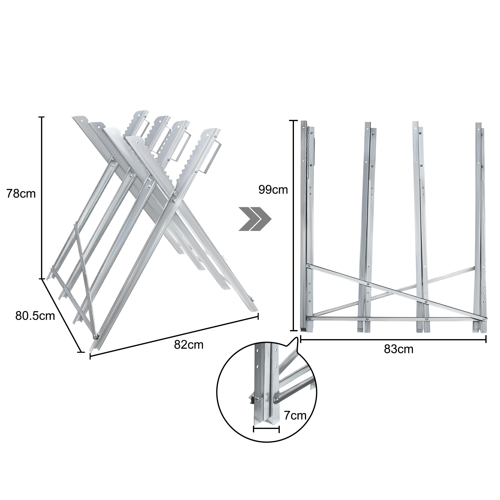 ACXIN Caballete plegable de metal, galvanizado, plegable, para motosierras, 82 x 80,5 x 79 cm, capacidad de carga máx. 150 kg