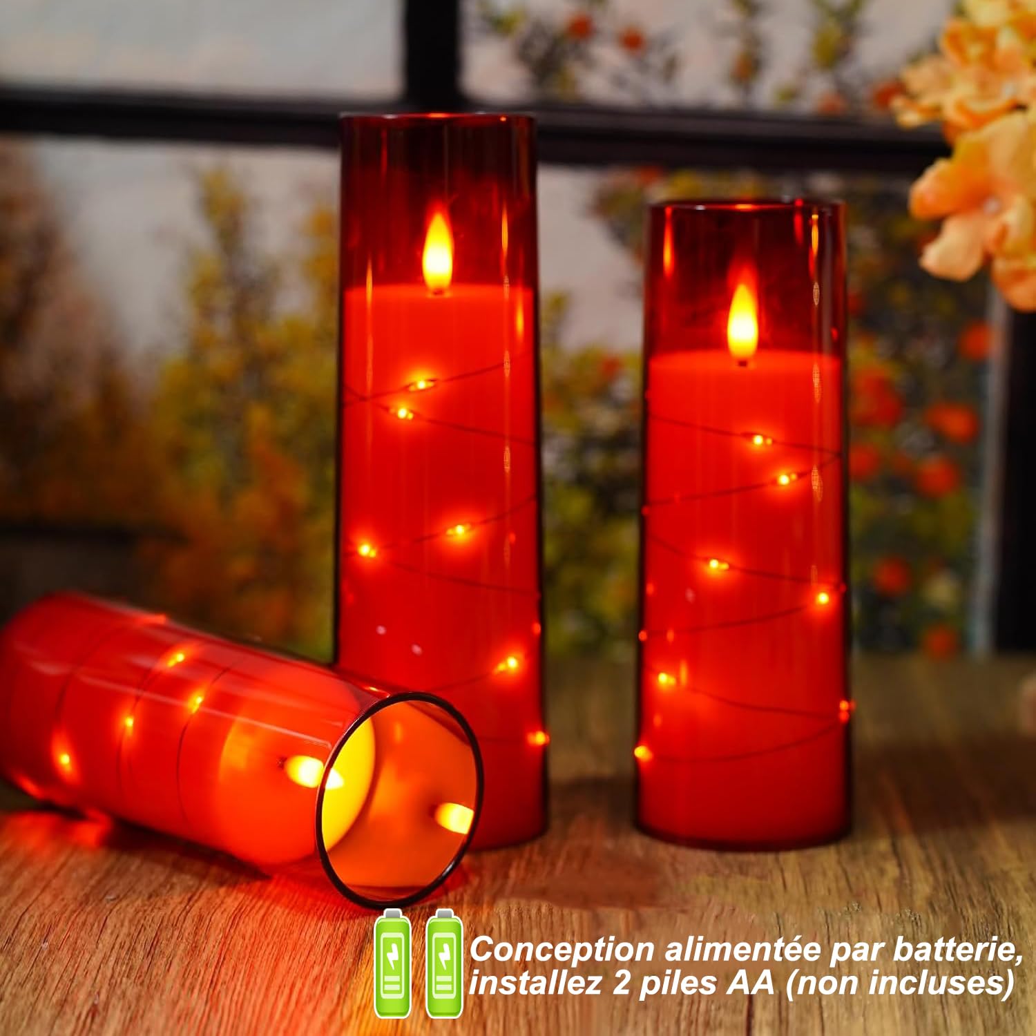 Bougies LED sans Flamme - Bougies à LED - Bougie Led Vacillante Avec Vacillement Des Flammes Très Réaliste avec Télécommande,Fonction Minuterie, (Noir, 7 pièces)