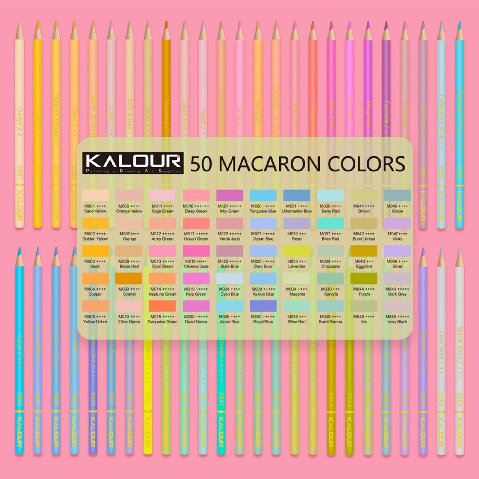 Lot de crayons de couleur en vrac – 50 nuances de crayons pré-taille