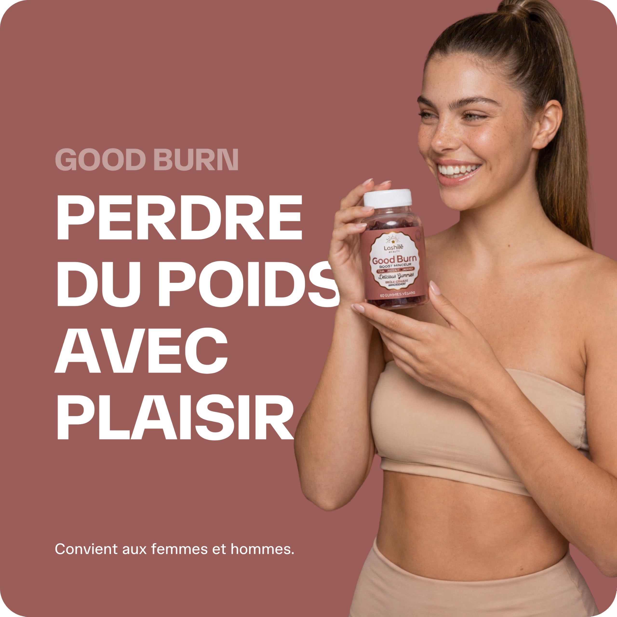 Lashilé Beauty - Gummies Brûle Graisses - Combustion des Graisses et perte de poid puissant - Good Burn - Complément alimentaire Minceur - Cola, Pissenlit, Moringa - Cure 1 Mois - 60 Gummies