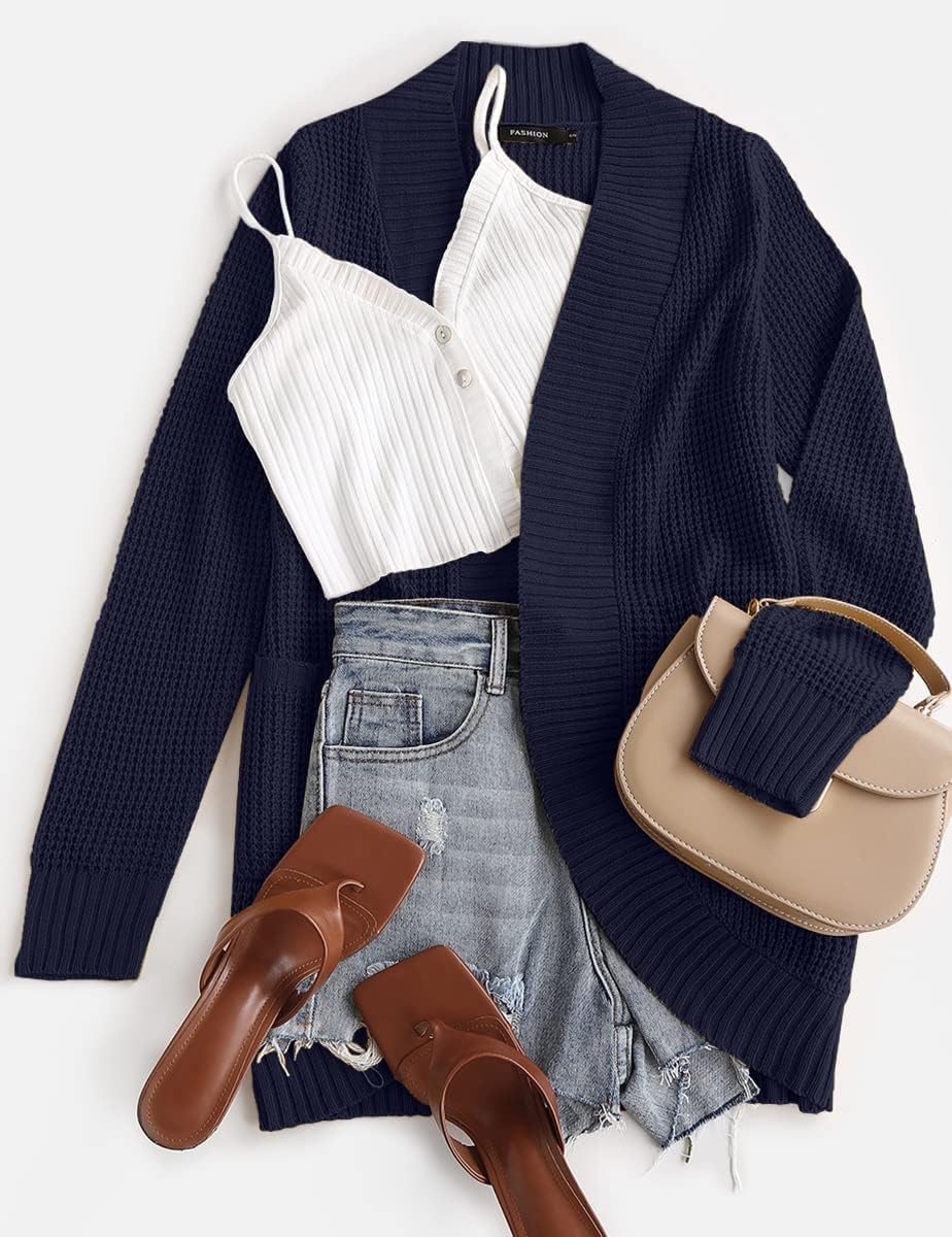 ZESICA Women's Fall Winter 2026 Long Sleeve Open Front Casual Lightweight Soft Knit Cardigan Sweater Outerwear - Image 4