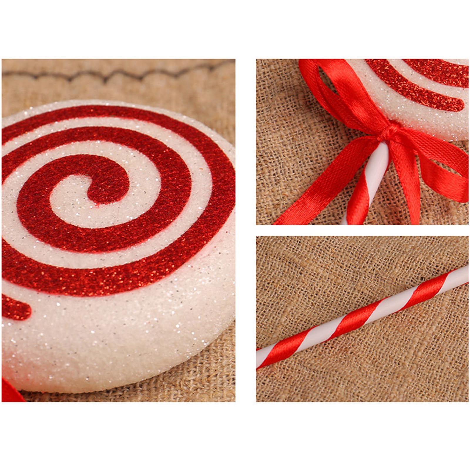 Décorations Noël Cannes En Sucre D’orge – Lot De 5 – Couleurs Assorties – En Polyester Et Mousse – Pour Sapin Ou Déco Murale