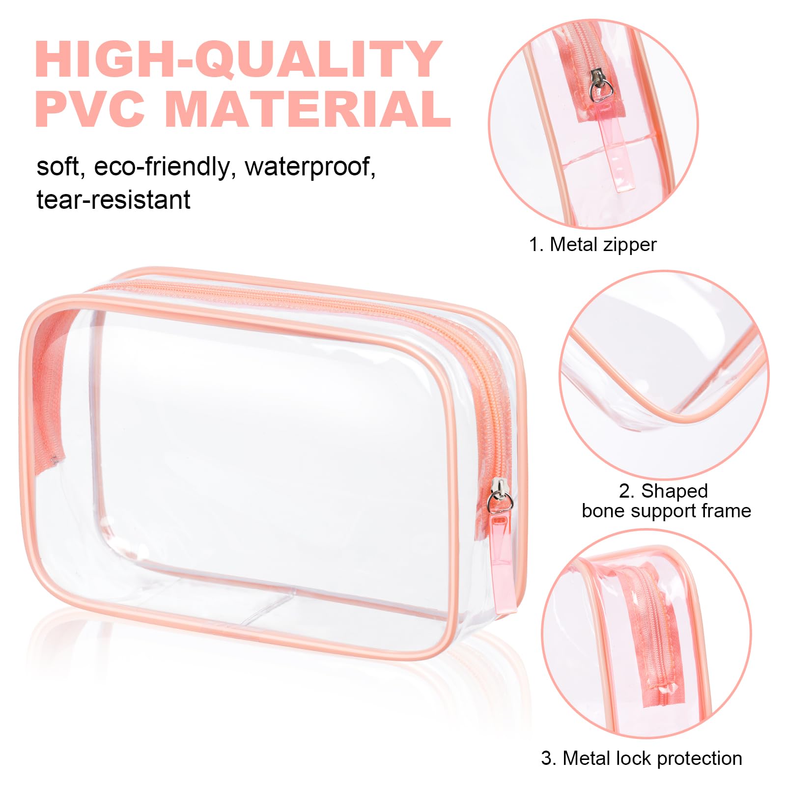 Aucuu Beauty Case Trasparente, 2 Pezzi Borse Da Toilette Trasparente, Borse da Viaggio Impermeabile, Borsa Cosmetici Trasparente, Cosmetico Trasparente, Beauty Case da Viaggio