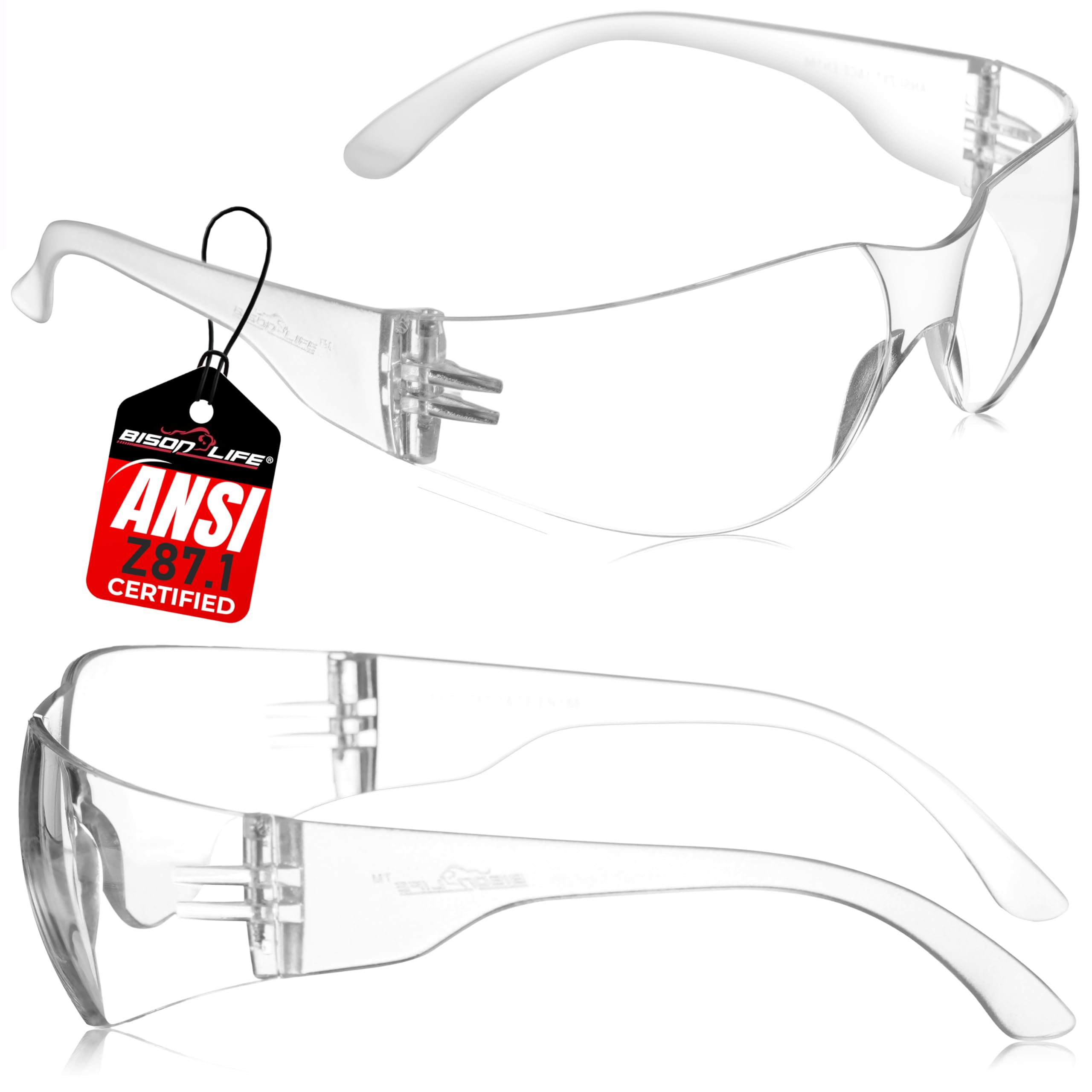 Clear Safety Glasses – ANSI Z87.1 Certified Scratch & Impact Resistant Eye Protection Goggles for Men & Women