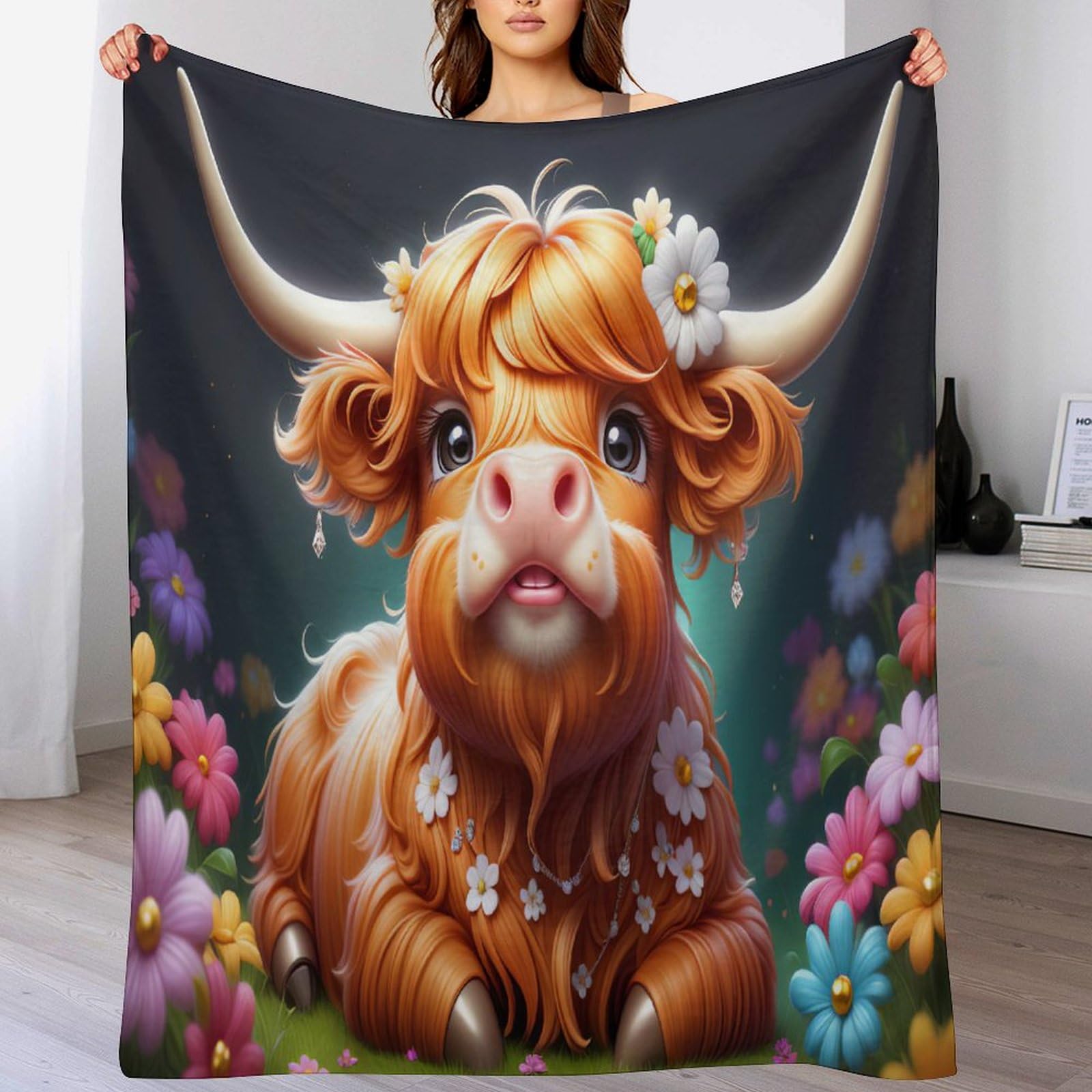 Couverture vache chaude et confortable en flanelle isolante pour l'hiver