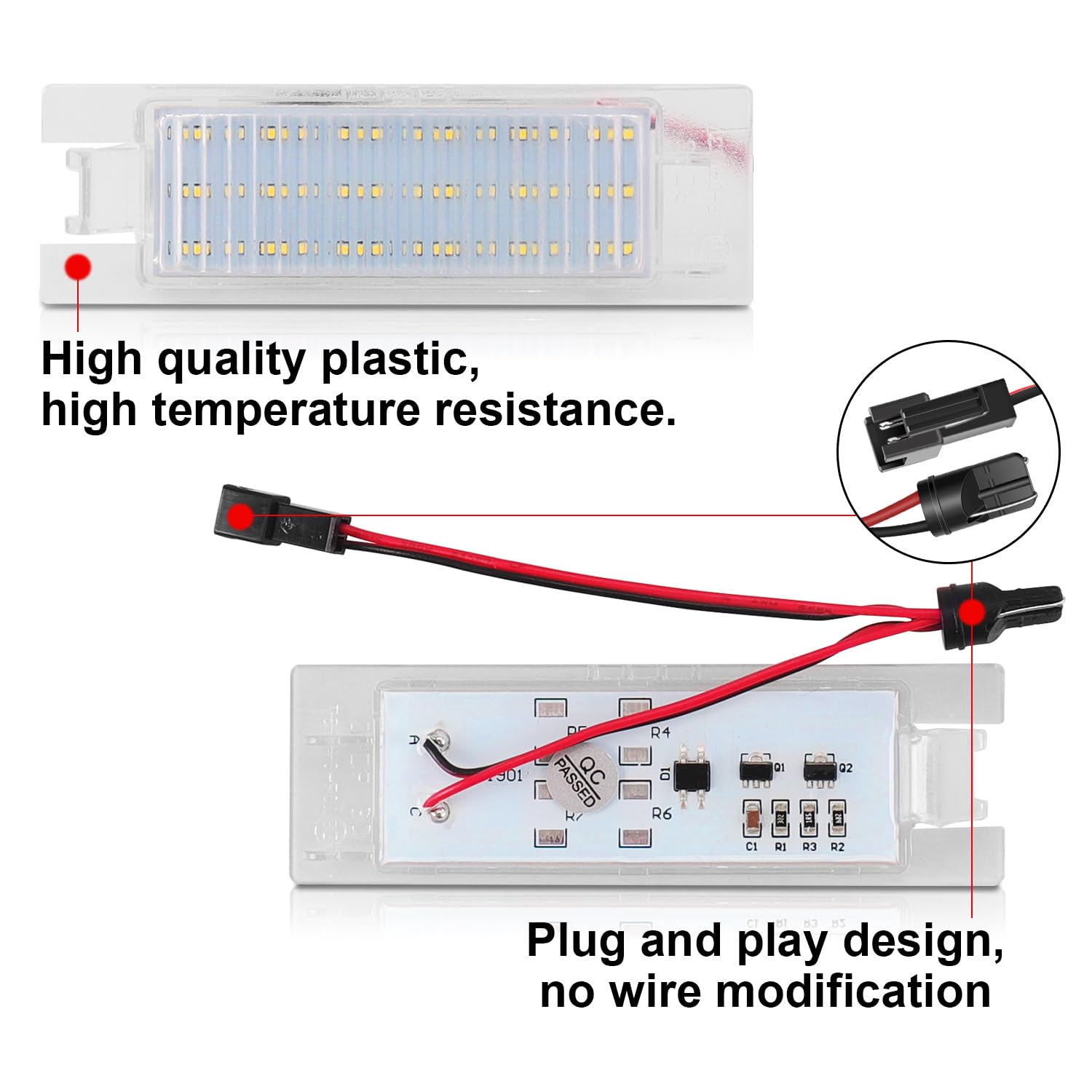 WinPower Luci Targa Led Lampadine Targa Auto Nessun Errore 6000K Luce Bianca Compatibile con Adam Astra Cascada Meriva Corsa Insignia Zafira Malibu etc., 2 pezzi