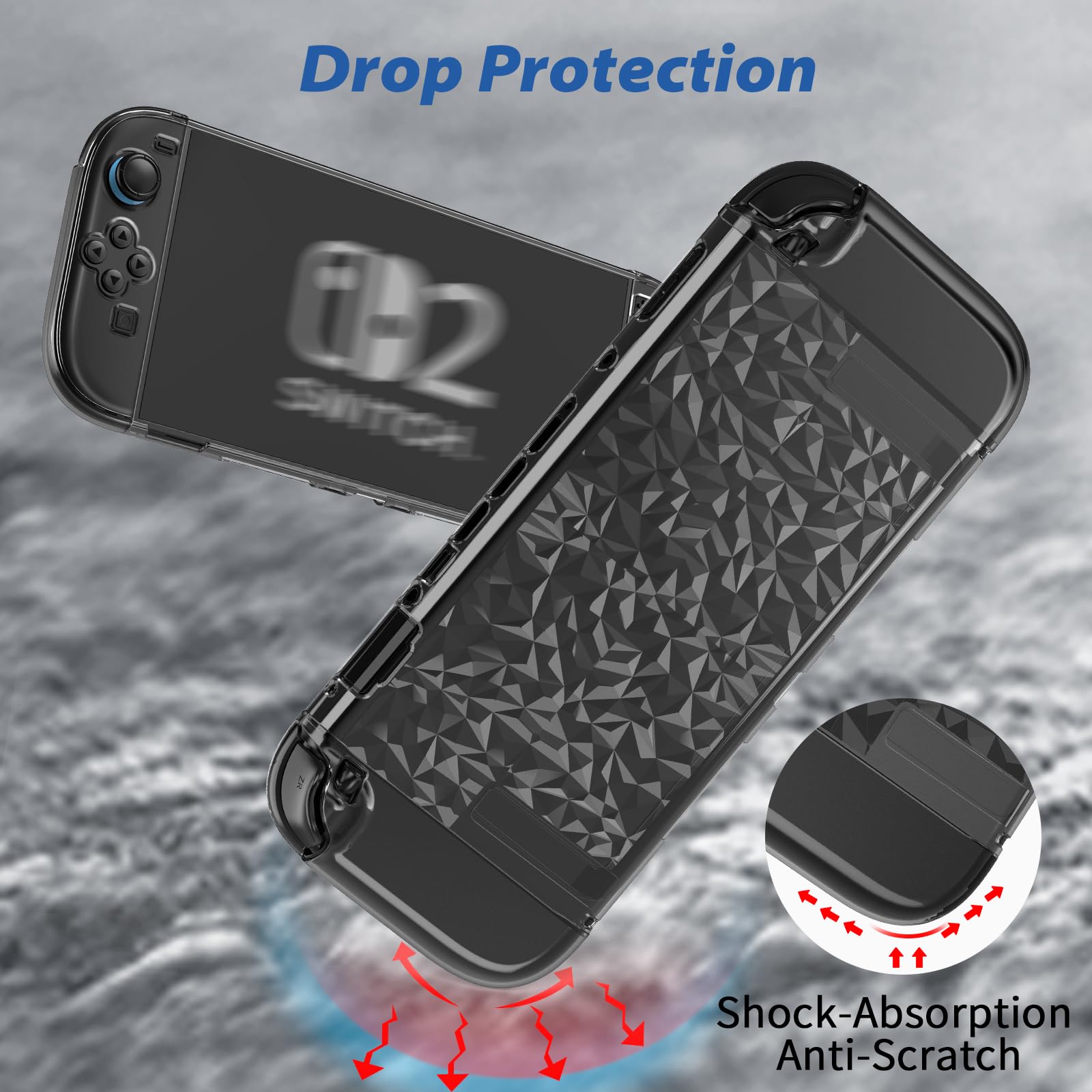HEYSTOP [120 Pezzi] Cover per Nintendo Switch 2 Dockable PC Custodia Protettiva Trasparente con Pellicola Temperata e Impugnature per i Pollici per Nintendo Switch 2 Accessori per Controller