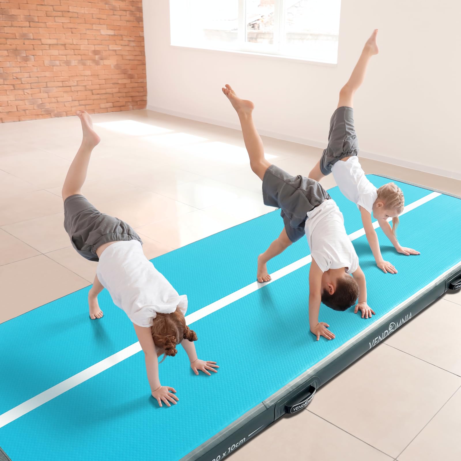 VENDOMNIA Airtrack Tapis de gymnastique, gonflable, 10/20 cm de haut, longueur : 1/2/3/4/5/6/7/8 m, avec pompe électrique et sac, tapis de tumbling, tapis d'entraînement, tapis de fitness, tapis de