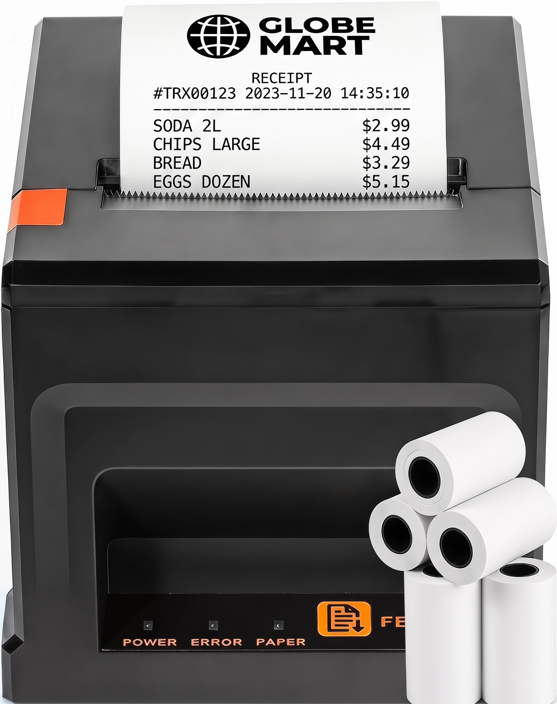 Stampante Termica per Scontrini POS 80mm con USB ed Ethernet, 300mm/s, Taglio Automatico e Interfaccia Cassetto Portasoldi, Compatibile Windows/Mac/Linux, per Ristorante, Negozi, Hotel