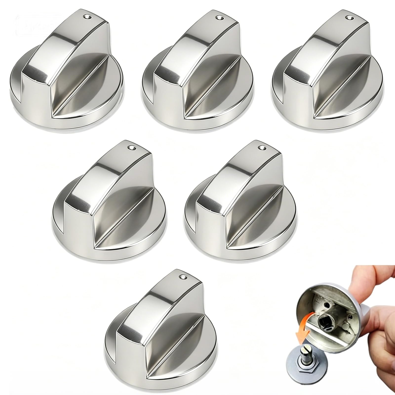 Moxychrony 6 PCS Gas Hob Knobs Universal Cooker Knobs Replacement 6MM Shaft