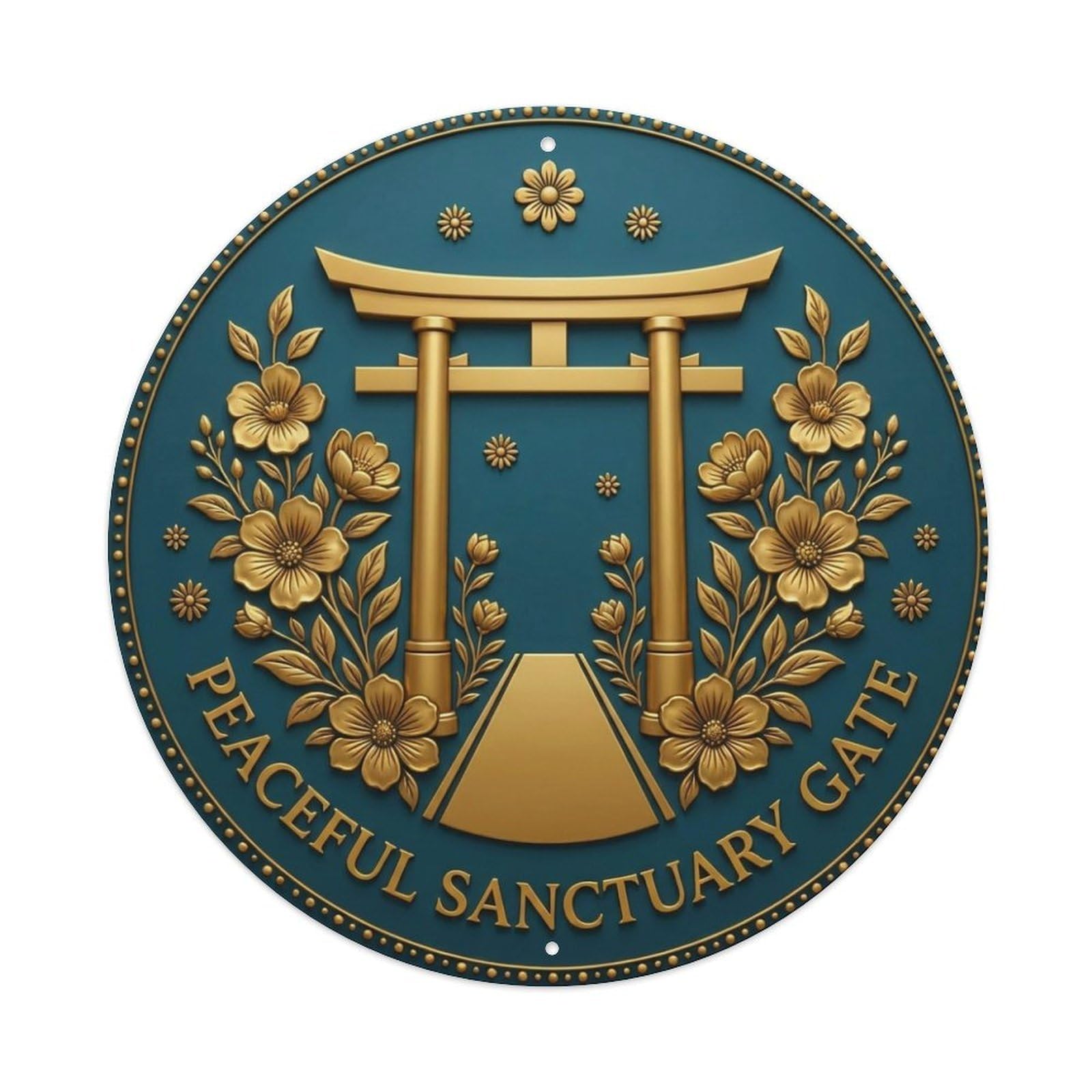Vintage Peaceful Sanctuary Gate Flower Zen Yoga Metal Tin Sign