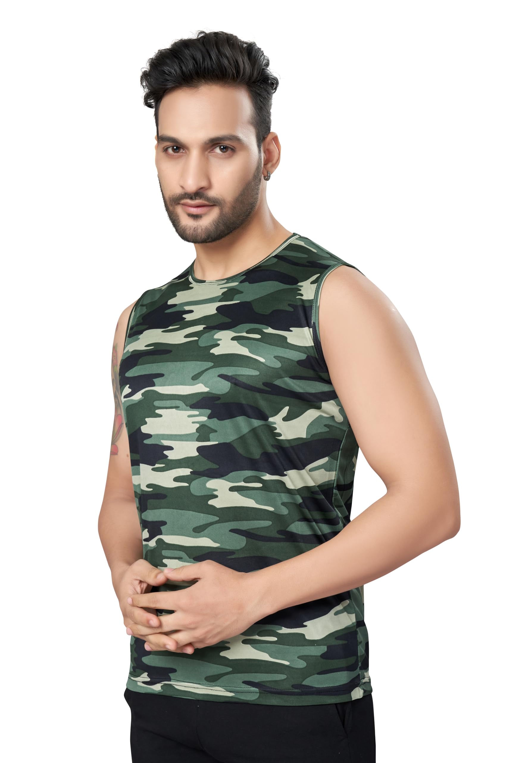 dorzo Men's Cut & Saw Polyester Blend Gyming & Sports Vest | Green-picture-11