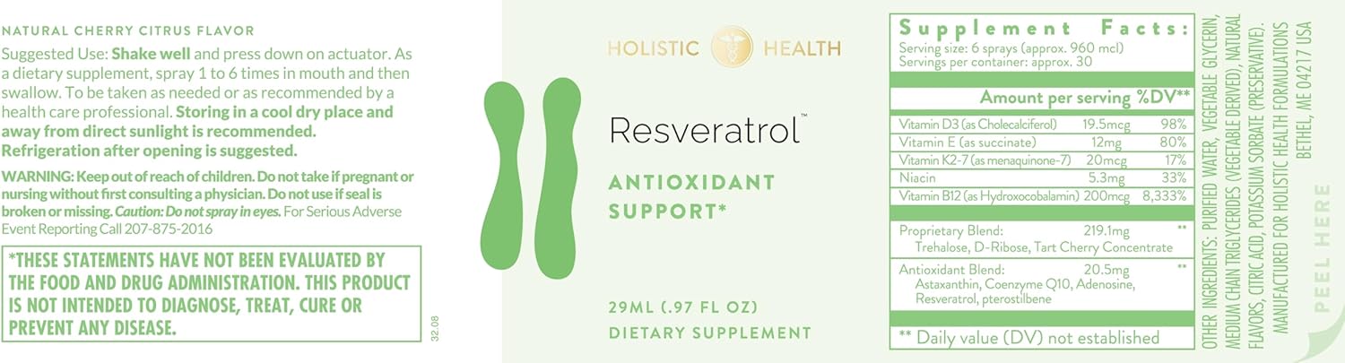 Holistic Health Resveratrol™ Antioxidant & Glutamate Balance Spray 29ML (.97 FL oz)