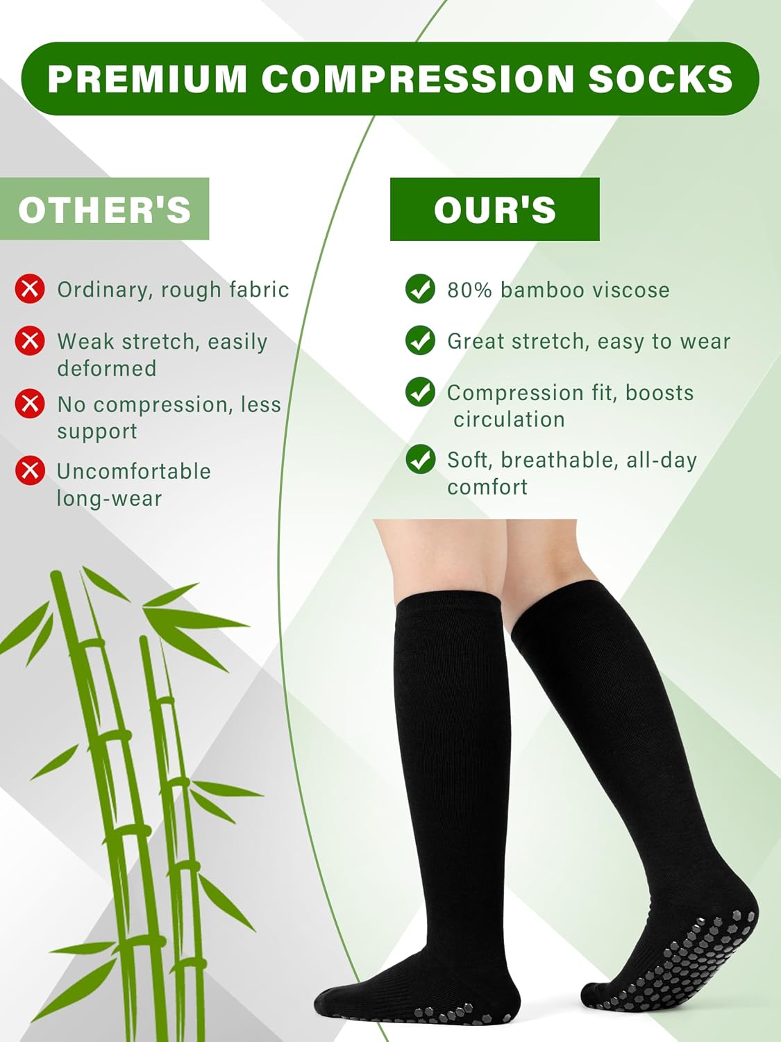 2 Pcs Soft Knee High Long Socks for Women&Men Compression Socks for Pregnancy Travel Sports