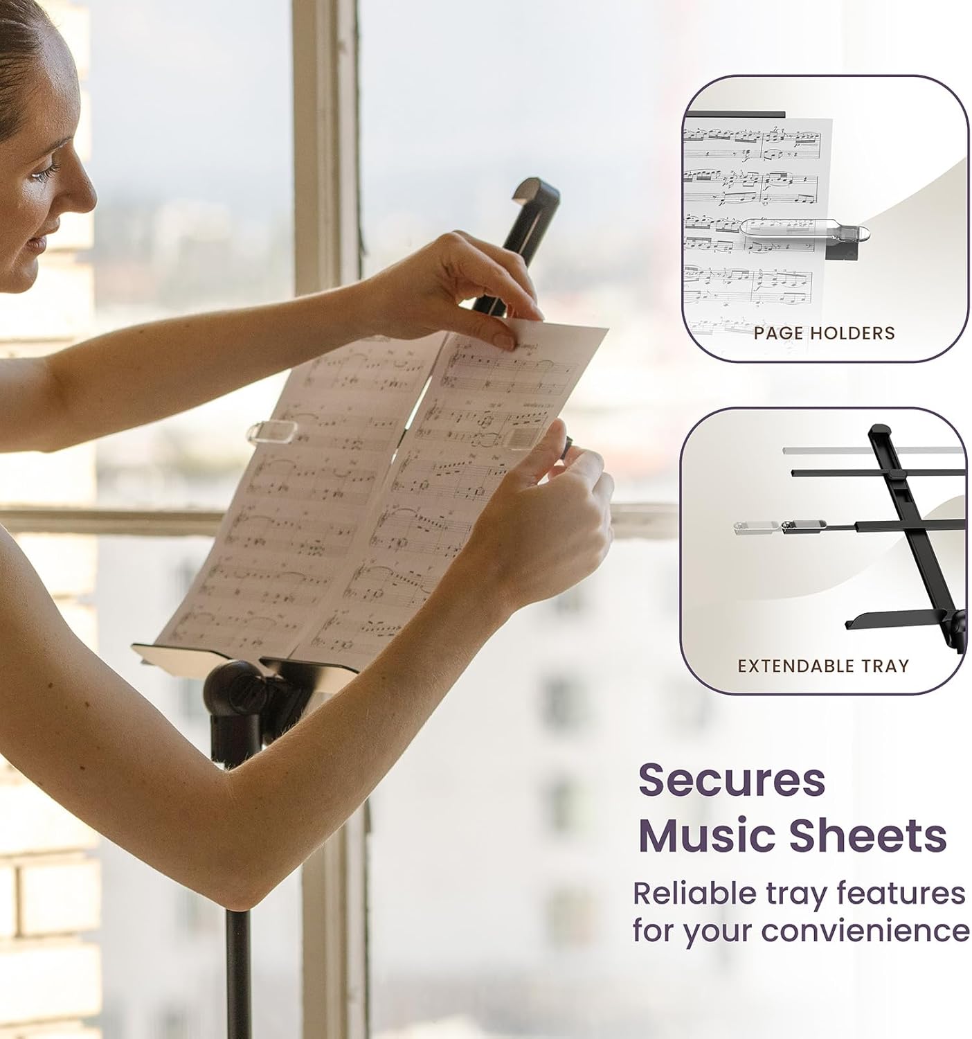 KraftGeek Portable Music Stand with Light