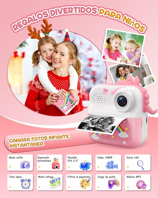 Foto 2 de 8 de ElecMoga Camara Fotos Infantil Instantanea, 2.4'' HD 1080P Camara Digital