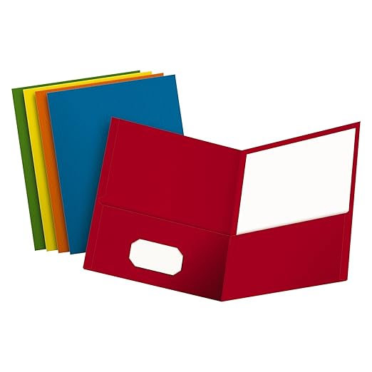 Oxford TwoPocket Folders, Assorted Colors, Letter Size, 25