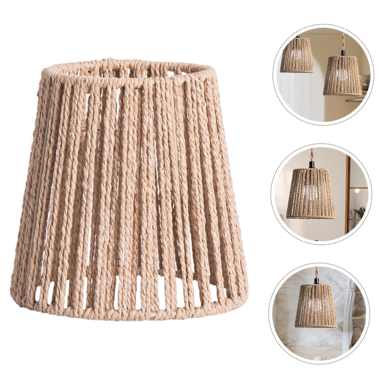 STOBAZA Pantalla De Lámpara De Mimbre y Ratán - 3 Piezas Protector De Cuerda Para Restaurante, Color Khaki