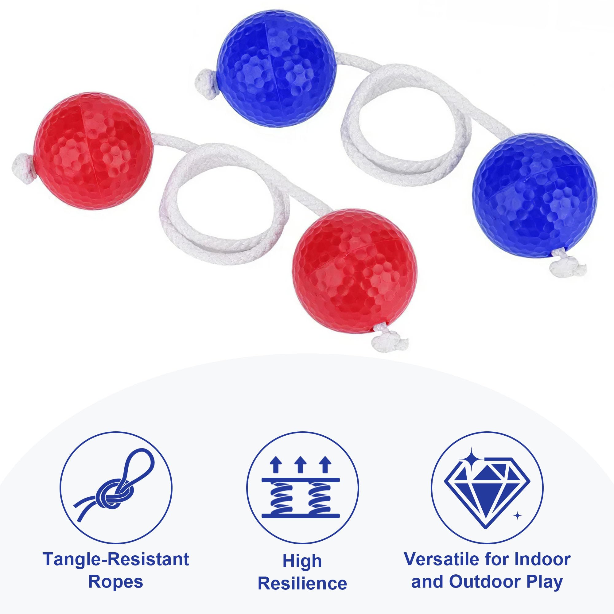 NodNod Ladder Golf Balls Ladder Toss - Premium Replacement Ladder Toss Balls Set, Soft Rubber Bolas with Nylon Rope for Ladder Ball Game, Indoor & Outdoor Play