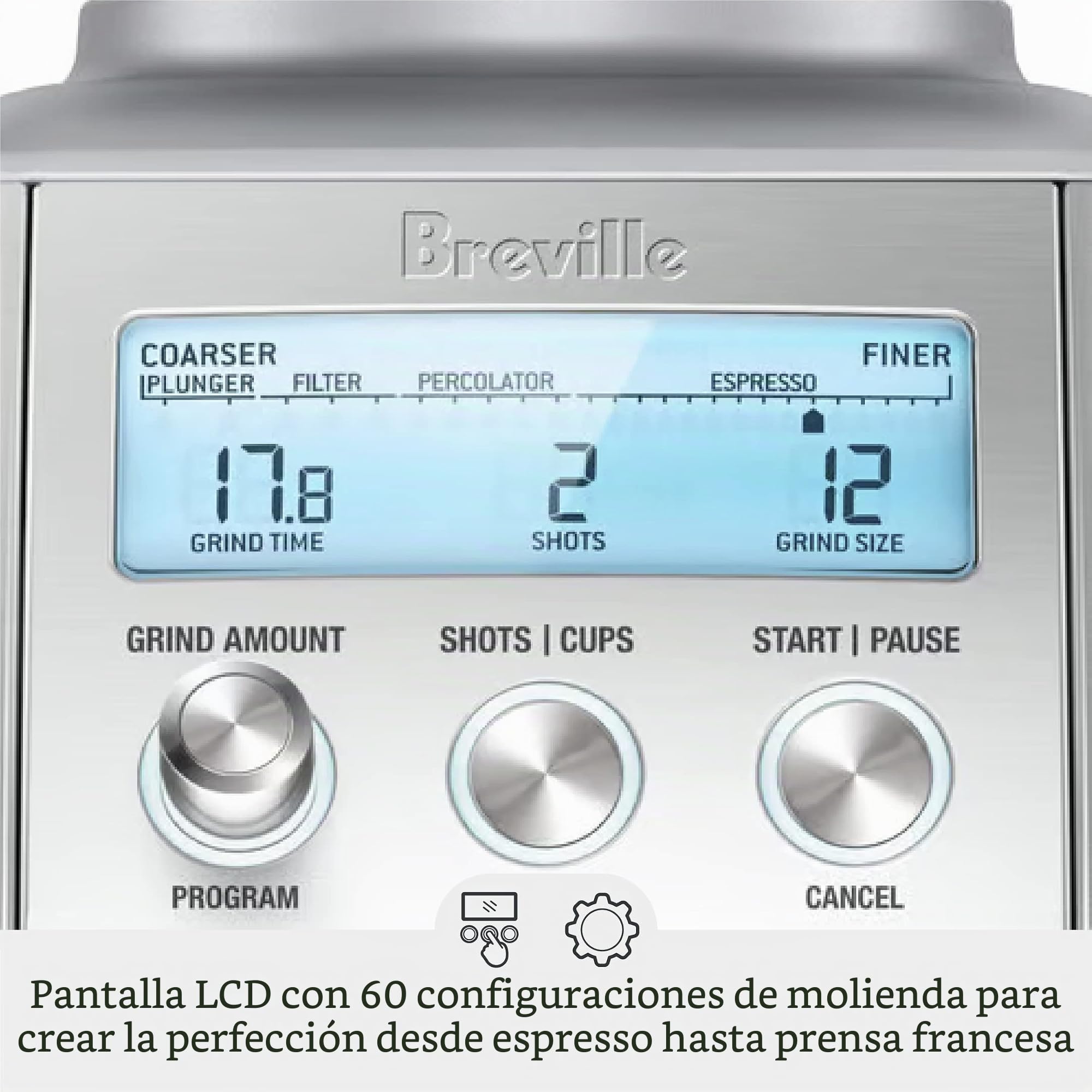 Breville BCG820BSSXL Smart Grinder Pro - Stainless Steel Conical Burr Coffee Grinder by Breville