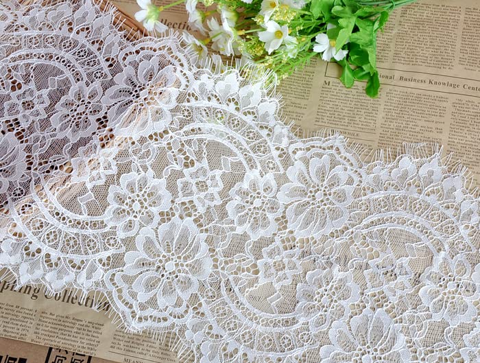 Koronka rzęsowa Vintage, Czarno-biała koronka do rzęs 3m x 22,5cm(White)