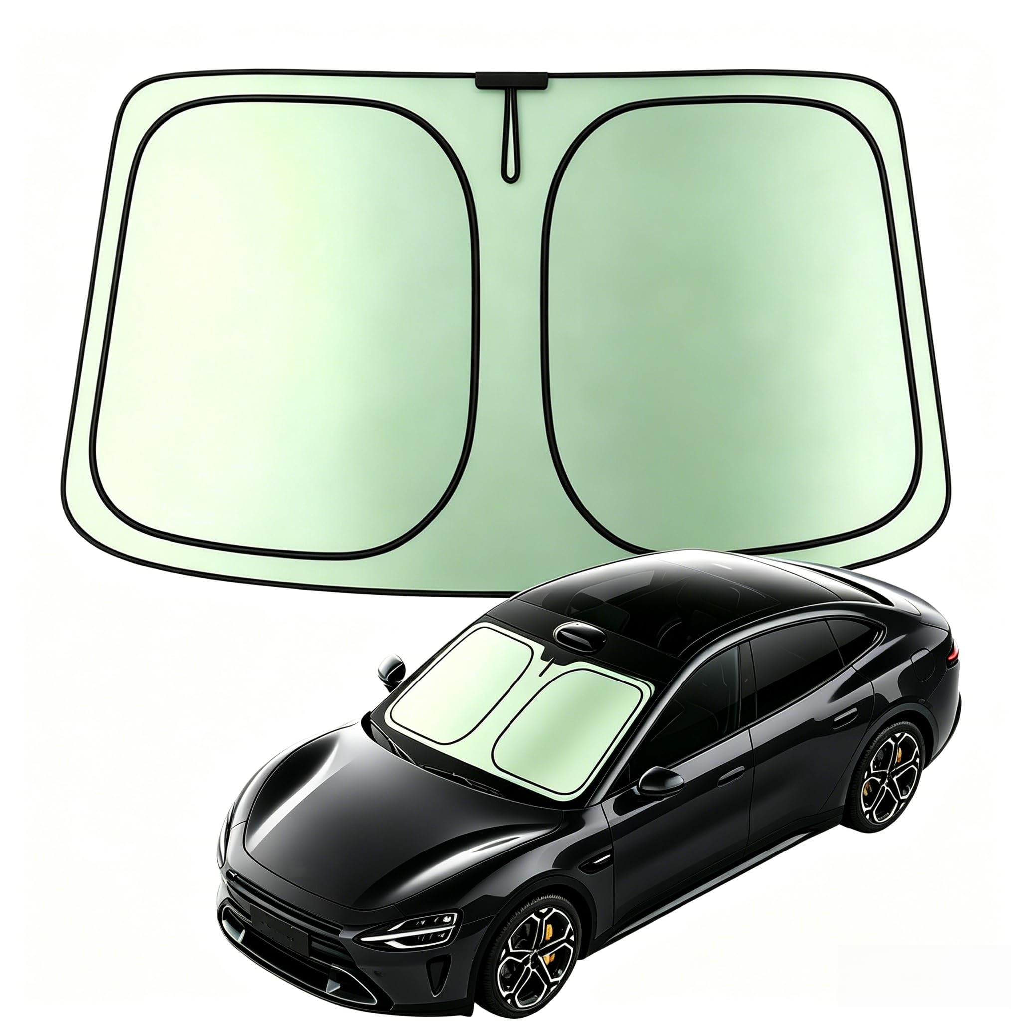 Foldable Windshield Sunshade | Graphene Heat Shield with Reflective Polyester Fabric | UV Protection Car Sun Shade with Memory Steel Frame | Keeps Interior Cool & Protects Dashboard | M (56 x 28 in)