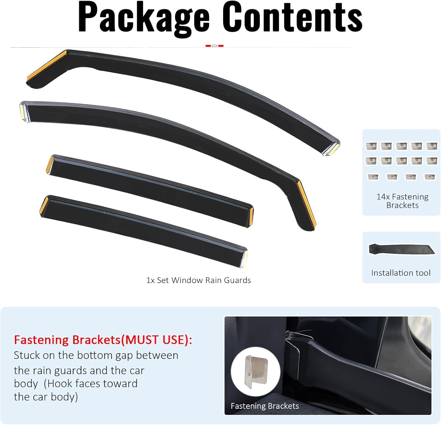 IKON MOTORSPORTS in Channel Window Visors Compatible with 2013-2018 Toyota RAV4, PC Polycarbonate Black Rain Guards, Side Window Wind Deflectors 4PCS