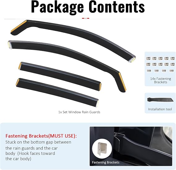 Fit 2013-2018 Toyota RAV4 in Channel Mount PC Window Visors Black 4PCS | IKON MOTORSPORTS, Polycarbonate, Rain Guards, Side Window Wind Deflectors, Improve Circulation, Impact Resistant, Waterproof