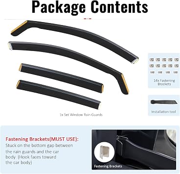 Fit 2013-2018 Toyota RAV4 in Channel Mount PC Window Visors Black 4PCS | IKON MOTORSPORTS, Polycarbonate, Rain Guards, Side Window Wind Deflectors, Improve Circulation, Impact Resistant, Waterproof