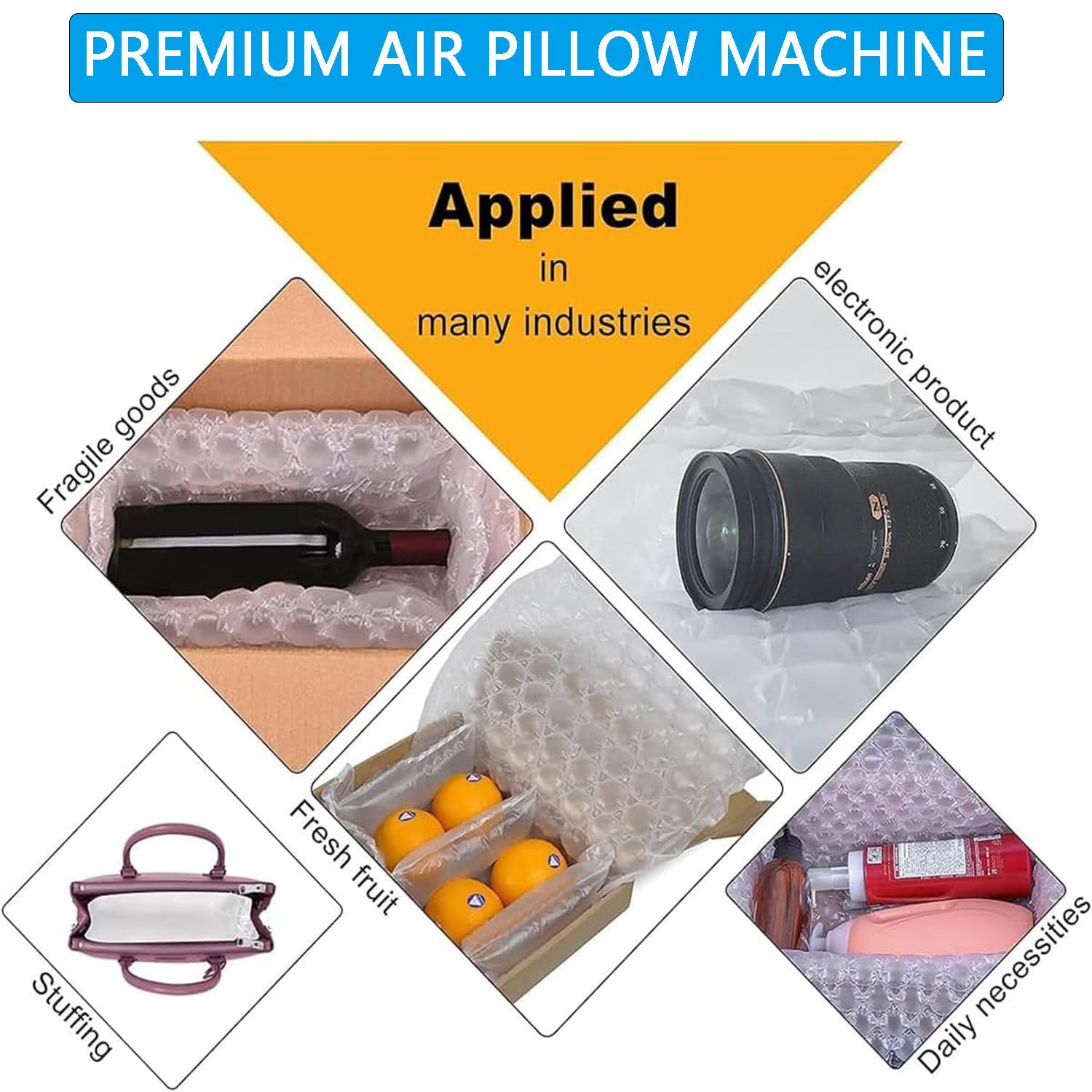 Macchina per l'imballaggio del cuscino d'aria, mini gonfiatore con termosaldatura, velocità 16m/min, creatore di pluriball per spedizioni e protezione sicure, ideale per e-commerce e vendita al