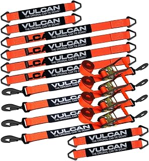 VULCAN Complete Axle Strap Tie Down Kit s - PROSeries - Includes (4) 22 Inch Axle Straps, (4) 36 Inch Axle Straps, and (4) 8' Snap Hook Ratchet Straps