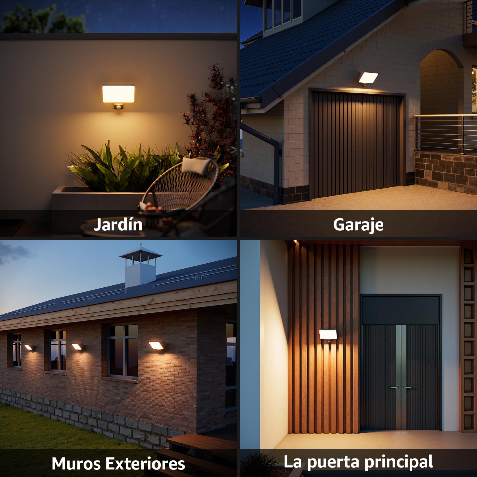 K-Bright 24W Aplique Pared Exterior con Sensor de Movimiento IP65 Impermeable Lámpara de Aluminio para Entrada Terraza Pasillo Luz Exterior Pared 3000K Blanco Cálido Antracita