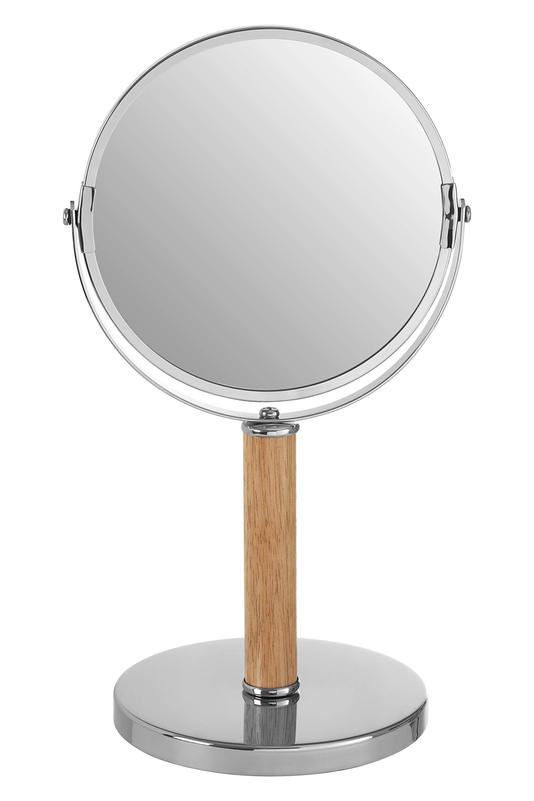 Premier Chrome Housewares Vanity Mirror, Bathroom, Makeup, Rubberwood, Cassini - Silver