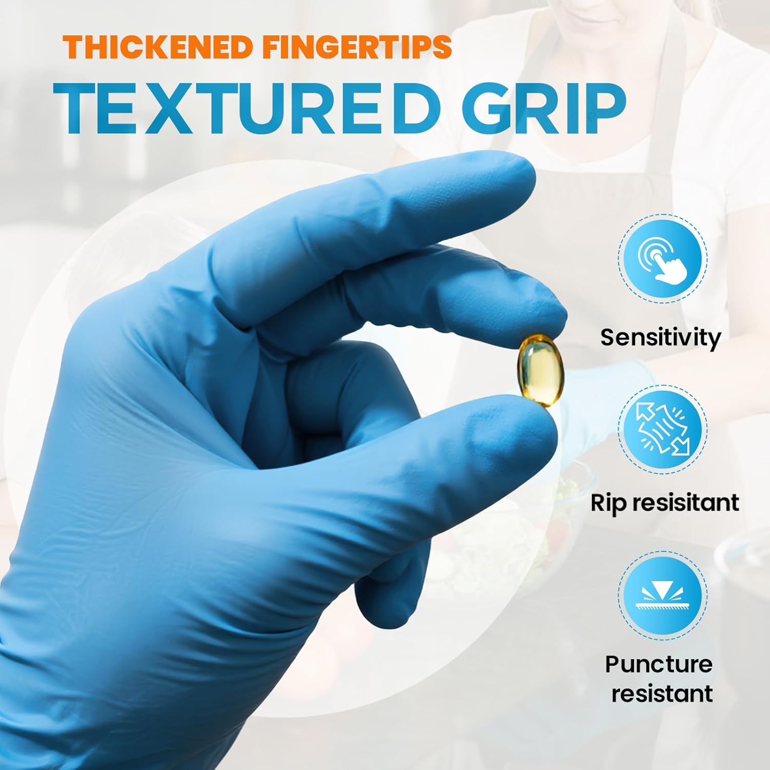 6 mil Disposable Nitrile Gloves, Heavy Duty Disposable Glove, Cooking Gloves, Latex Free, Powder Free (Blue of 100, Large) - Image 4