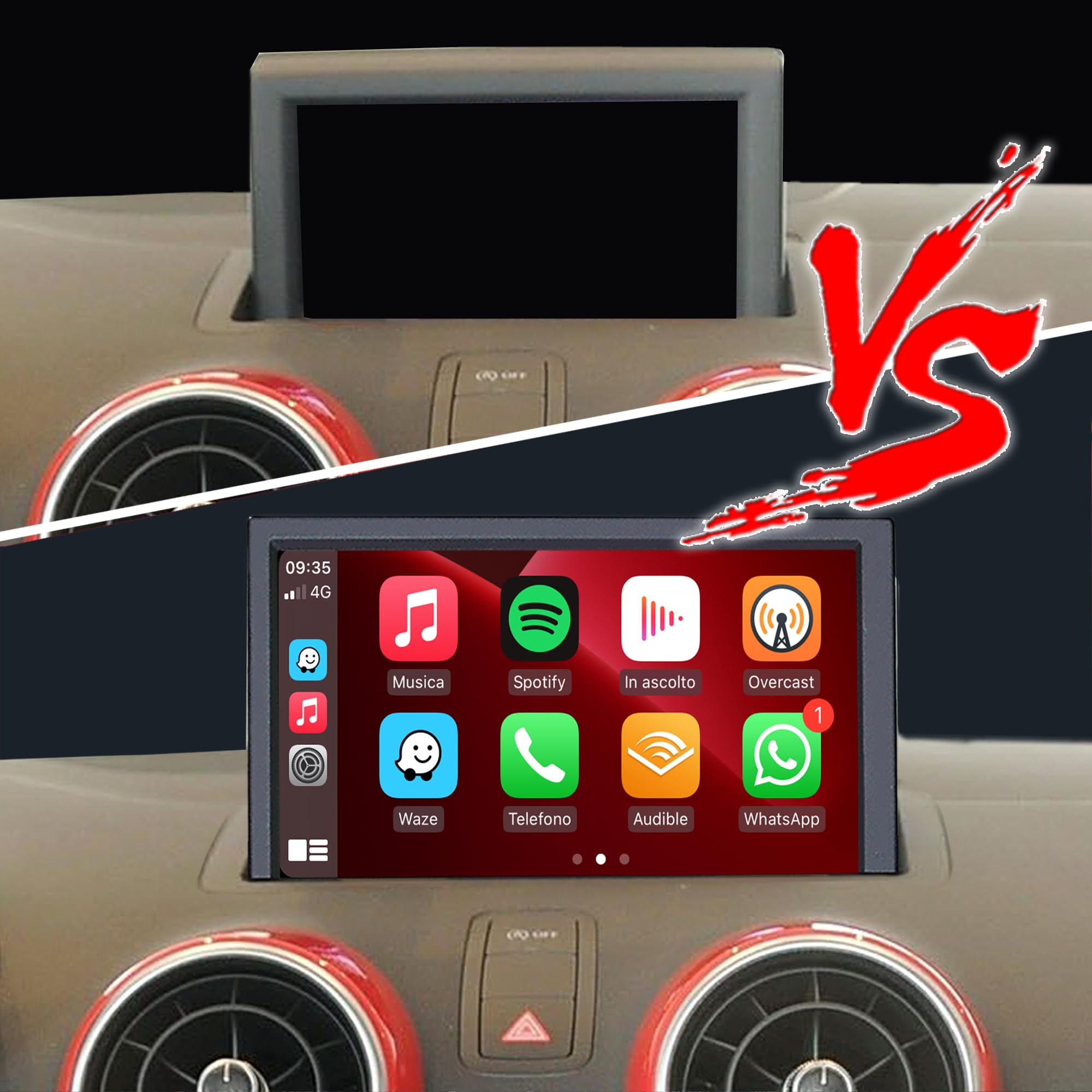 7 pollici Touch Screen Aggiornamento per Audi A1 S1 8X RMC CarPlay Android Auto Radio Navigazione Specchio Android 13 App Netflix Spotify Prime Video Reddit Twitch Waze Giochi Siri