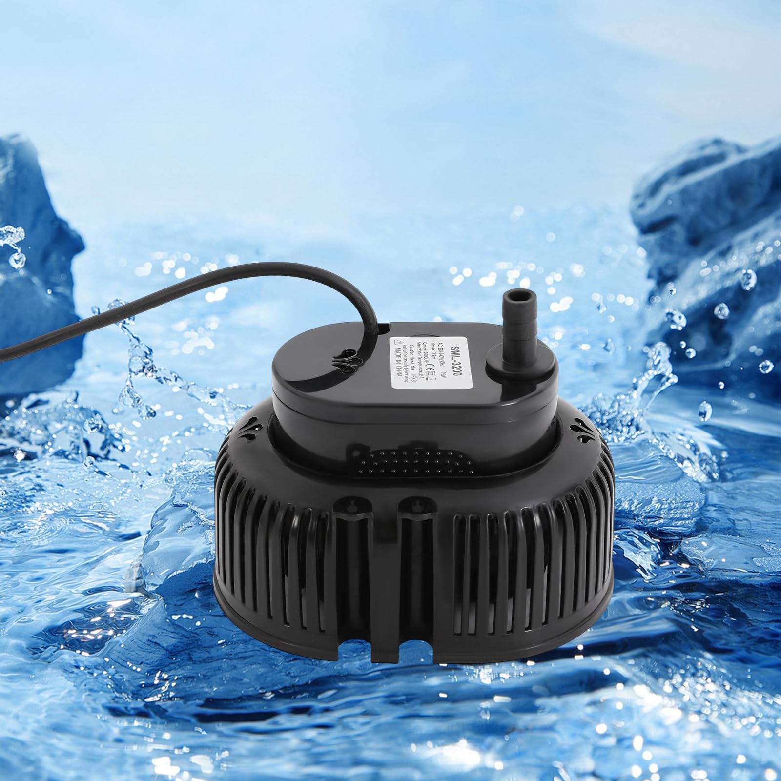 Pompe de piscine 75 W pour pataugeoire, pompe filtrante avec conduite d'eau, raccords, pompe filtrante IPX8 pour étangs, bassins, piscines, fontaines, aquariums, irrigation agricole (noir)