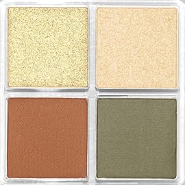 Palladio Eyeshadow Quads, Velvety Pigmented Blendable Matte, Metallic & Shimmer Finishes, Creamy Formula, Four Way Quad Eye Shadow Palette, Talc-Free (Gold Digger)
