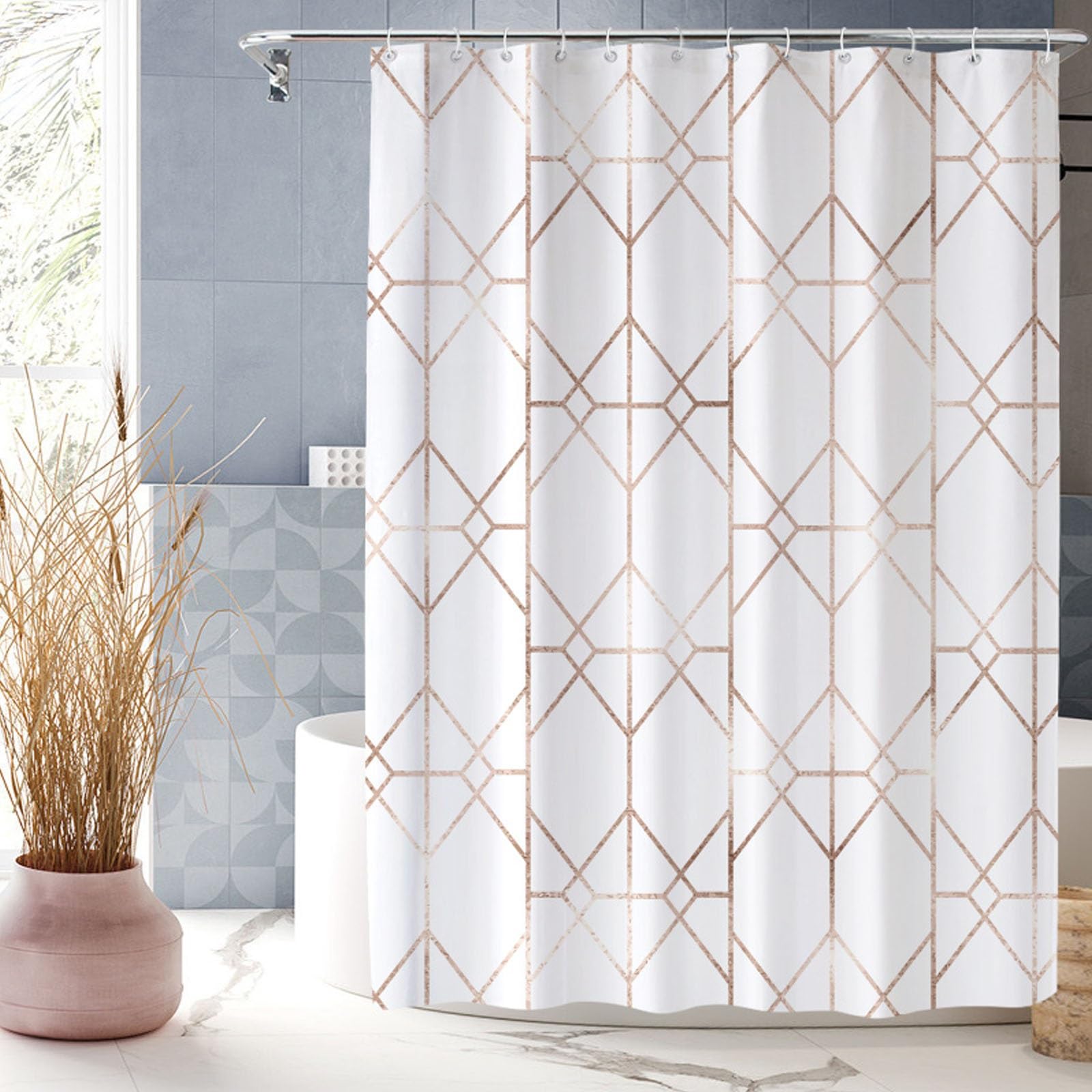 XUEDNGM Bath Curtains Waterproof Anti Mould 100 x 180 cm(39 x 71inch) Weighted Hem, Quick-Drying, Customizable, Bpa Free, with Hooks Waterproof Bathroom Curtain Weighted, Abstract